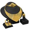 4Pcs/Set 24K Gold Plated Bridal Necklace Earrings Ring Bracelets Indian Women'S Jewelry Set