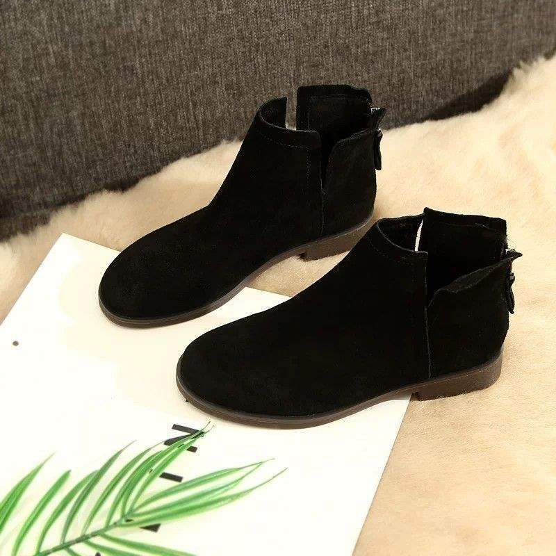 Счетчик Новые Низкий Каблук Мягкая Подошва Короткие Ботинки Женские 25 Новые Универсальные Круглый Носок Челси Матовые Ботинки Мартин Ботильоны