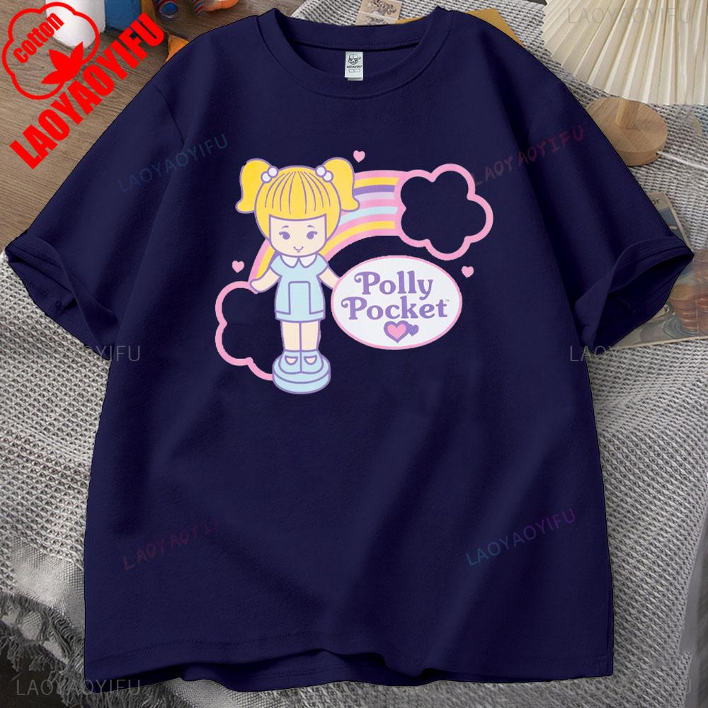ZX Футболка Polly Pocket с принтом Топы Polly Pocket Буквенная одежда Дышащие Camisetas Ностальгия Ретро Высококачественные хлопковые топы