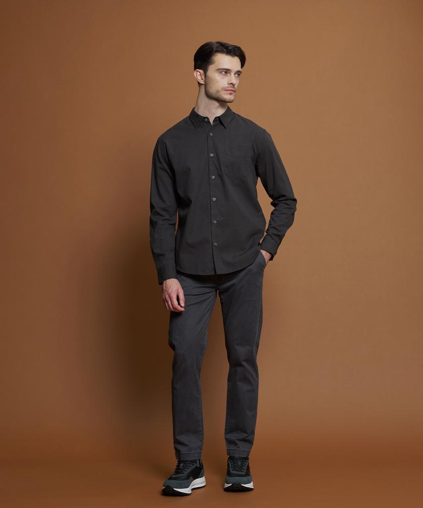 PANICALE Charcoal Regular Slim Fit Cotton Pants (Type B)