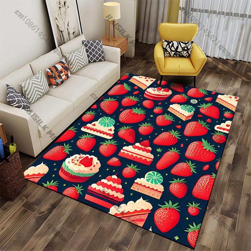 Strawberries desserts colorful pattern carpet Yoga living room room decor children's crawling mat doormat area rug