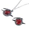 1 Set Crow Brooch with Matching Pendant Necklace Neck Jewelry Redness Zircon Designing for Anime Lovers and Trendsetters