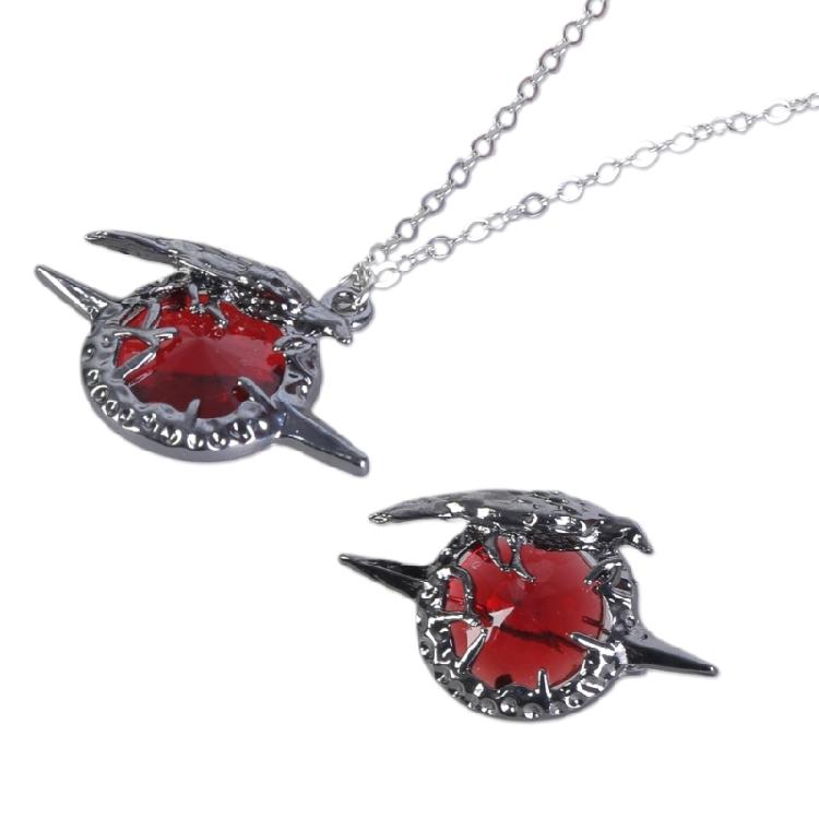 1 Set Crow Brooch with Matching Pendant Necklace Neck Jewelry Redness Zircon Designing for Anime Lovers and Trendsetters