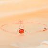 Cute Girl Heart Series Rabbit Red Agate S925 Pure Silver Bracelet for Girls