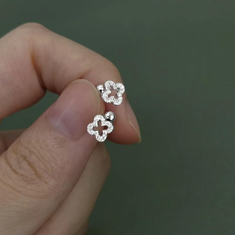 Корейские серьги-гвоздики из серебра 925 пробы для пирсинга козелка, спиральные серьги-гвоздики для женщин, 2 шт., бабочка, сердце, модные украшения для пирсинга ушей