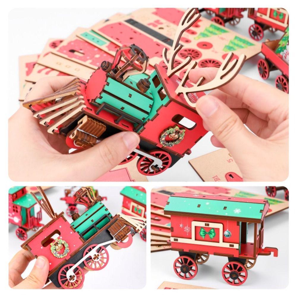 Slot-Together Structure Christmas Train Puzzle Colorful 3D Train Puzzle Christmas Crafts