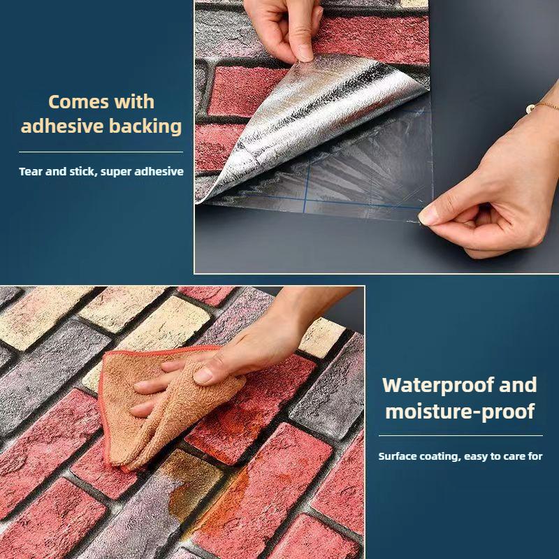 Home Decor Retro Brick Pattern Self-Adhesive Wallpaper Living Room Decoration Waterproof Moistureproof 3D XPE Foam Wallpaper