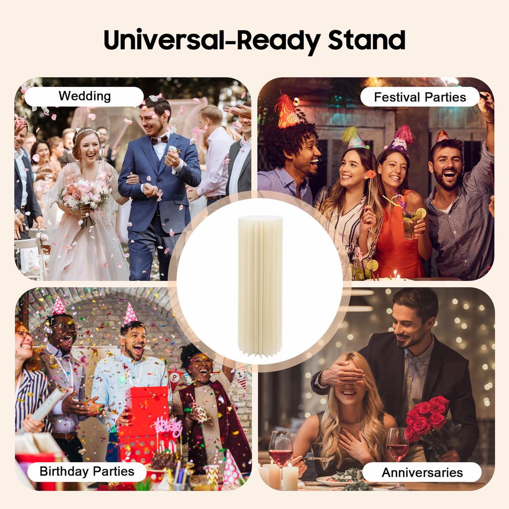 2PCS Cardboard Flower Stands Holder Cylinder Modern Wedding Decor 110lbs Load Bearing for Bouquet Cake Display Party Anniversary