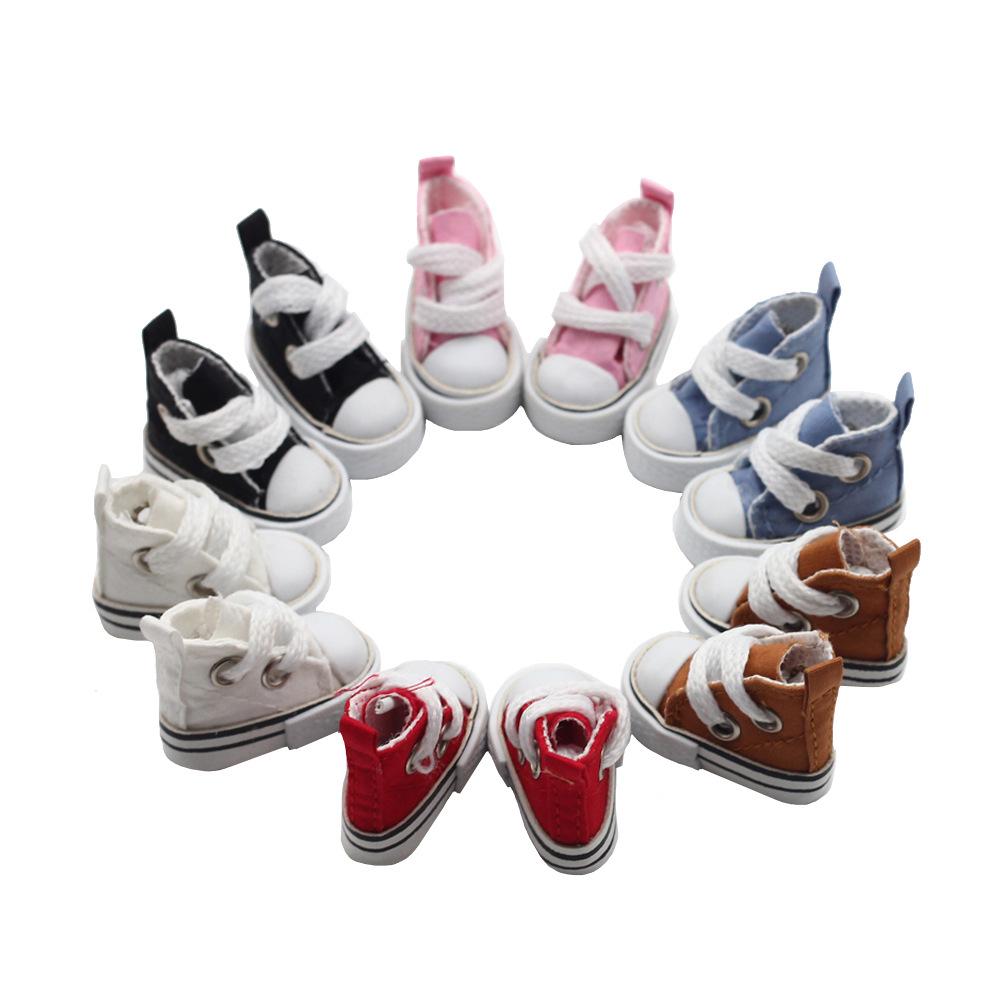 1 Pair Mini Doll Fashion Mini Canvas Shoes 3.5cm Mini Canvas Dolls Shoes  Plush Doll Shoes