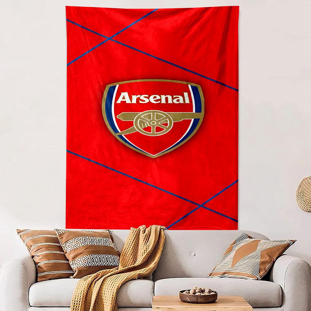 Arsenal Logo with Red Background Design Patterned tapestry home decor, suitable for bedroom and living room, gift