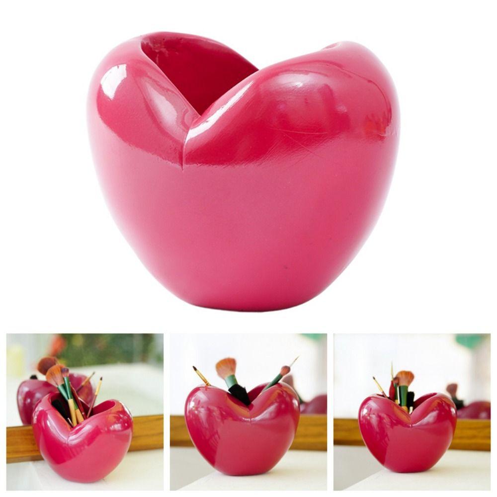 3D Heart Pencil Organizer Creative Desktop Storage Box Kawaii Makeup Brush Holder Desktop Crafts