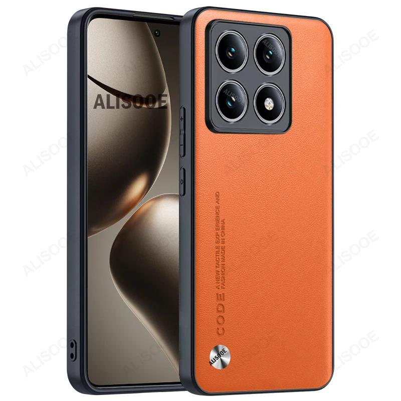 Ударопрочный чехол Funda для Xiaomi 14T 15T Pro / Mi 15T 14T Pro Чехол Роскошная текстура из волокна PU-кожа Защитная крышка Capa