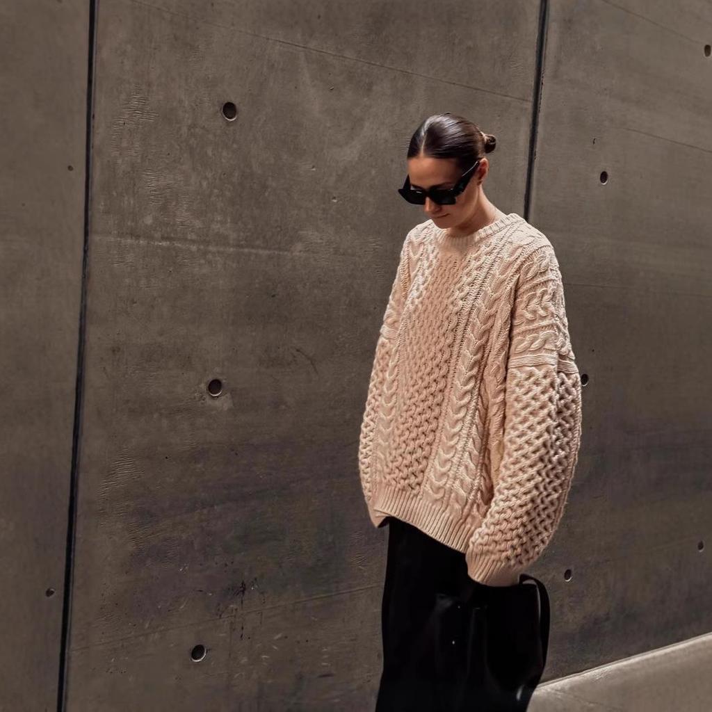 Европейский и американский женский свободный перекрученный свитер - повседневный топ с длинным рукавом