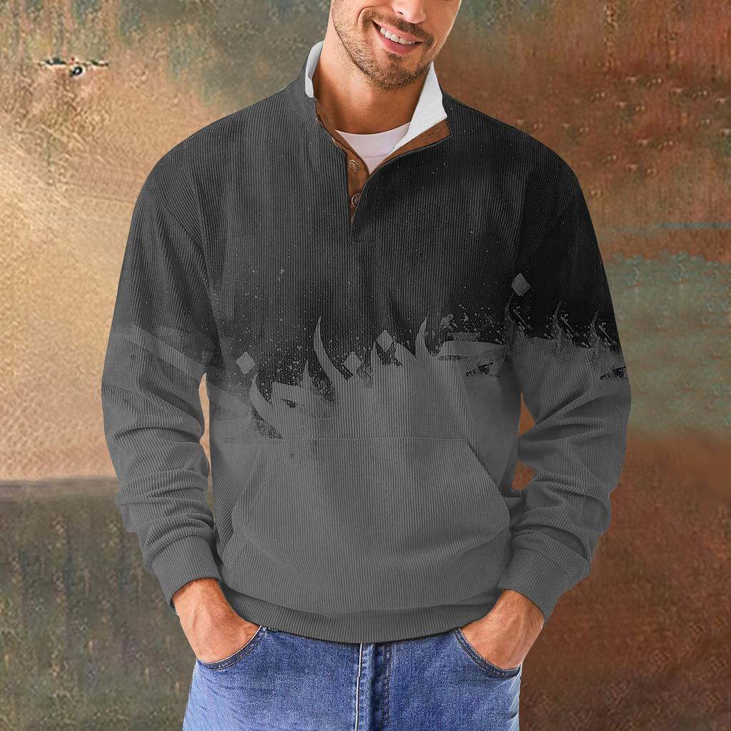 Мужская повседневная толстовка в стиле ретро с градиентным принтом