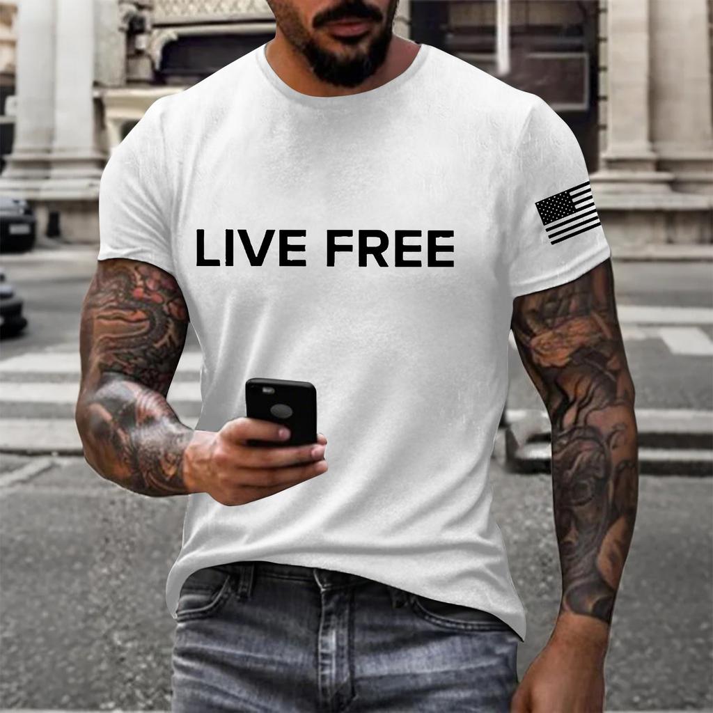Men's Printed Short Sleeve T-Shirt Men's Loose Casual Short Sleeve Top