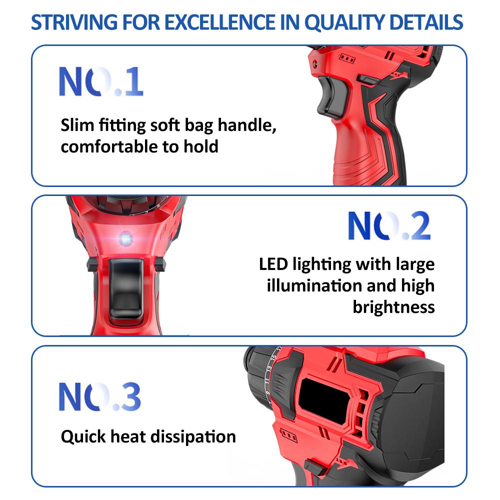 Бесщеточная литиевая отвертка 21 В, 2 режима управления скоростью, набор инструментов для ремонта, электрическая отвертка, перезаряжаемая отвертка