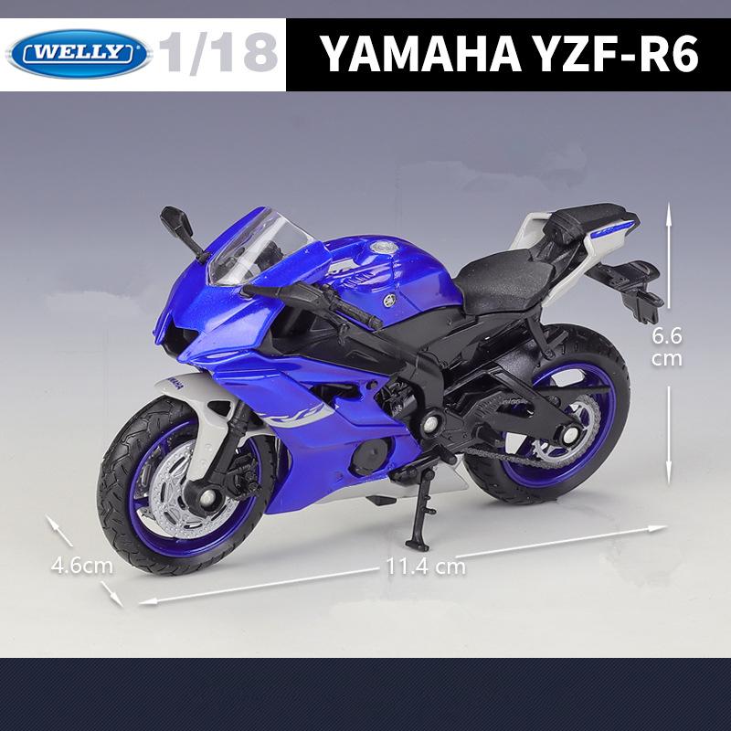 Welly 1/12 Yamaha YZF-R6 Металлическая модель гоночного мотоцикла Литая металлическая модель уличного спортивного мотоцикла Коллекция Детская игрушка Подарок