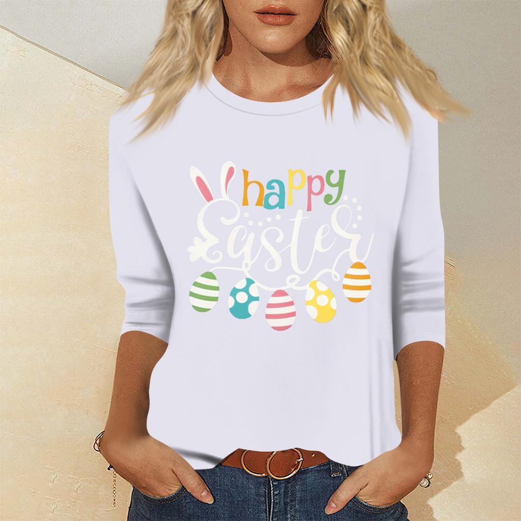 Women's Fashion Casual Seven Sleeve Valentine's Day Printed Pullover Top