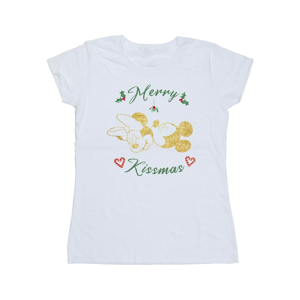 Disney Womens/Ladies Mickey Mouse Merry Kissmas Cotton T-Shirt