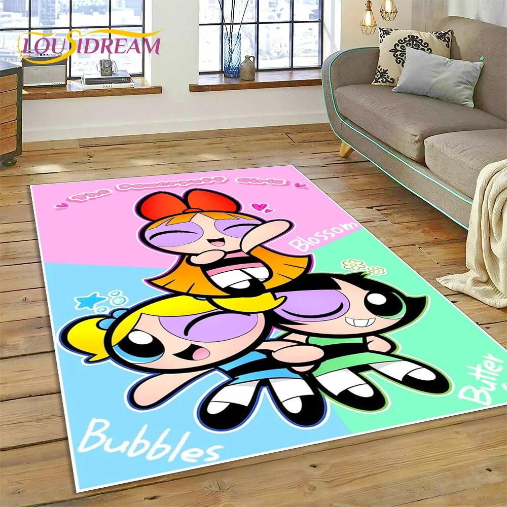 Мультфильм милый P-Powerpuff Girl ковер ковер для спальни гостиная домашний диван украшение,детская игра большой декор напольный коврик подарок