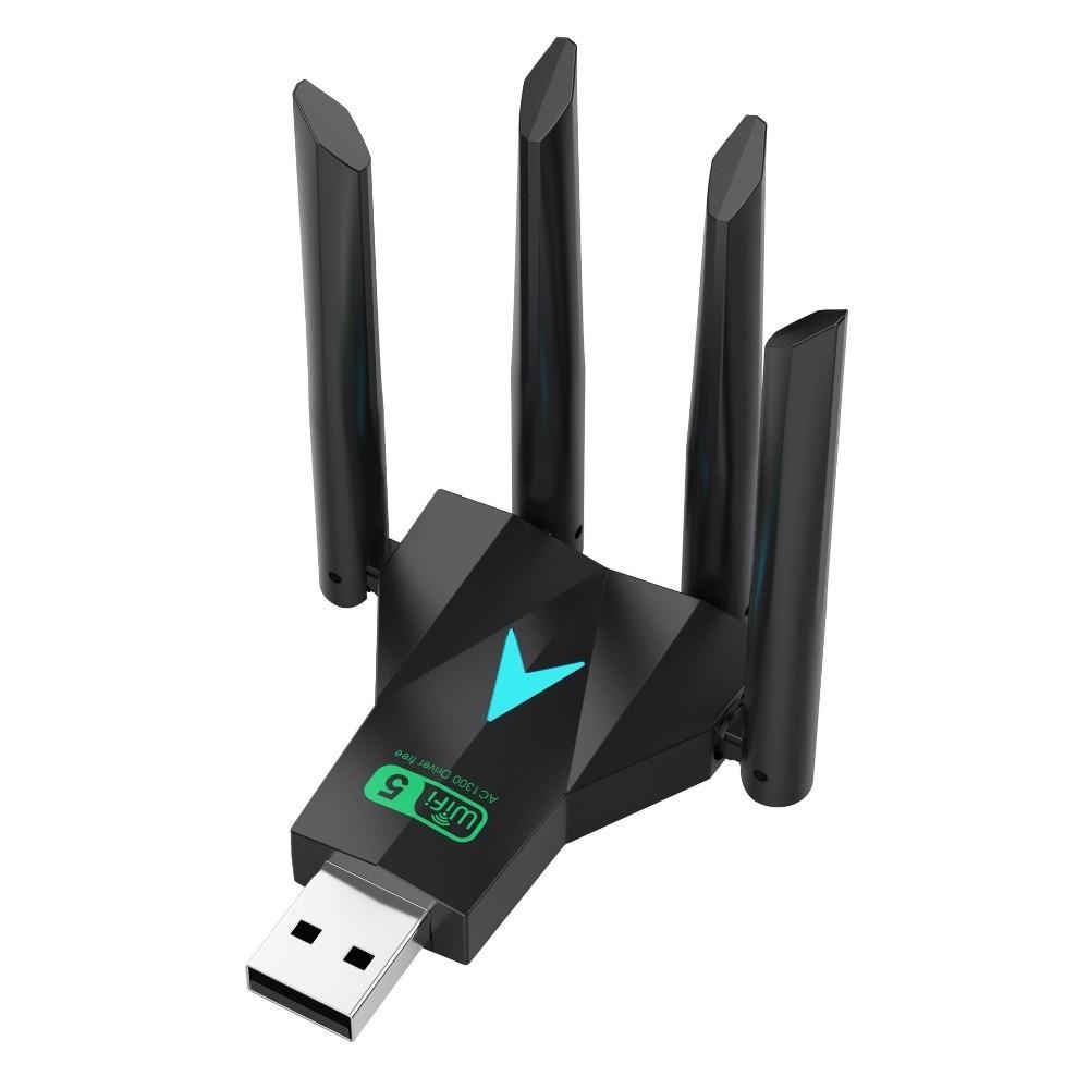 Dual Band 2.4G/5Ghz 1300Mbps WiFi Dongle 4 Antenna Design Wireless Network Card  Home Use