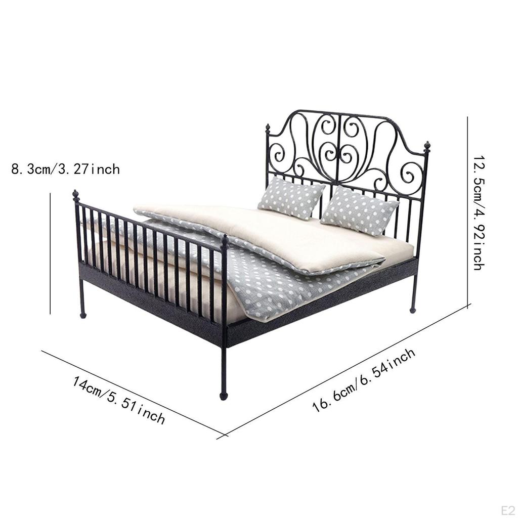 1/12 Двуспальная кровать Реалистичная Жизненная Сцена Спальня Аксессуар для Микро Кукольного Домика Аксессуары для