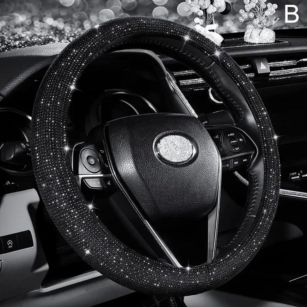 Чехол на руль автомобиля с бриллиантовым кристаллом для внешнего диаметра 14 1/2-15 дюймов, автомобильные аксессуары, автомобильный стиль W4t9