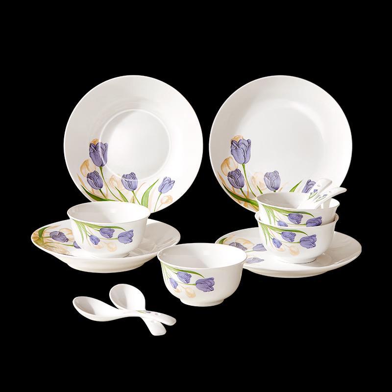 Corning VISIONS Purple Tulip Ceramic Dinnerware Set