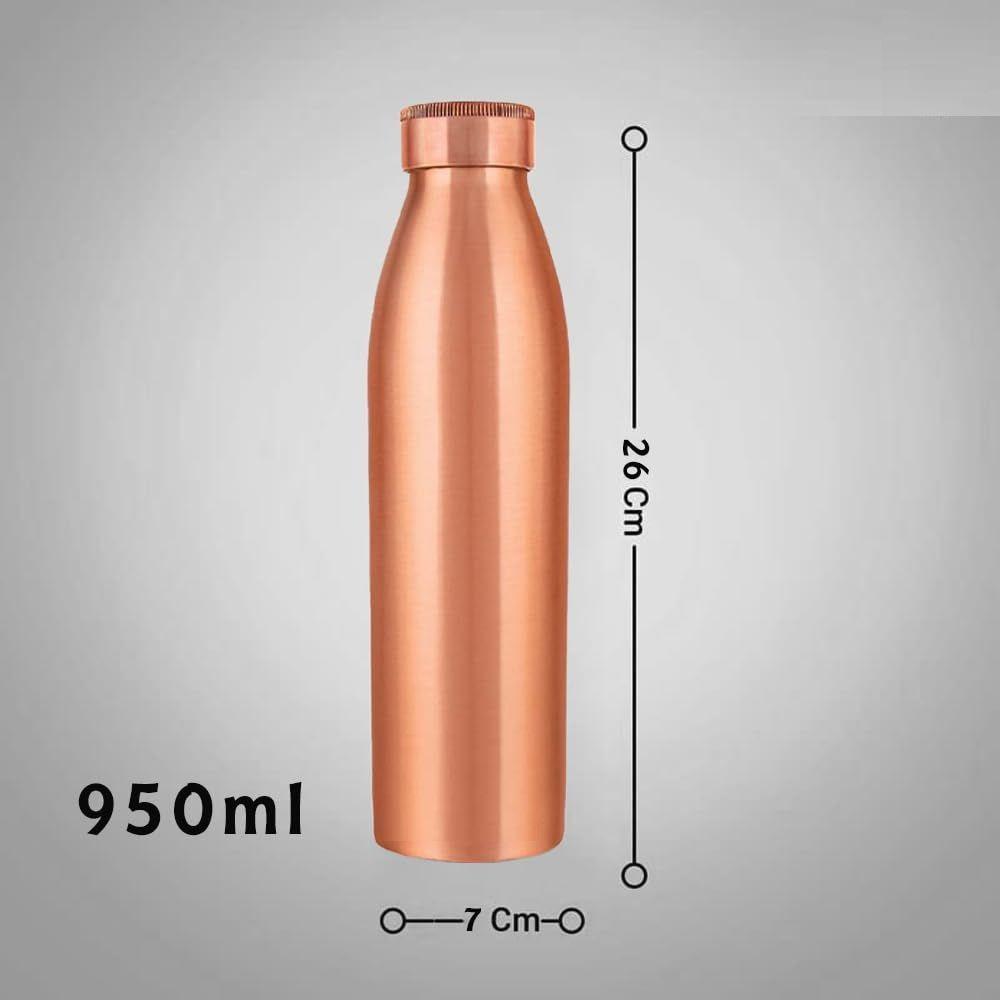 Classic Diwali Gift Set Copper Water Bottle litre 1000ml + Copper Glass (Pack of 2-300ml Each) Original Heavy Build