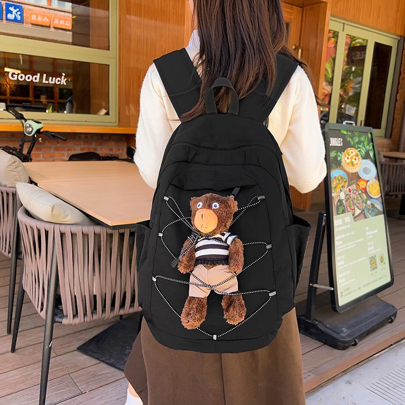 Милый рюкзак-мишка в корейском стиле, новая универсальная модель высокой ценности, в университетском стиле, контрастного цвета, большой вместимости, для путешествий