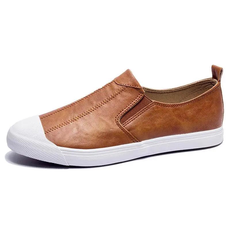 Повседневная обувь на плоской подошве, кожаные туфли без застежек для мужчин, новинка, классическая оригинальная обувь, распродажа, корейский стиль, коровья кожа