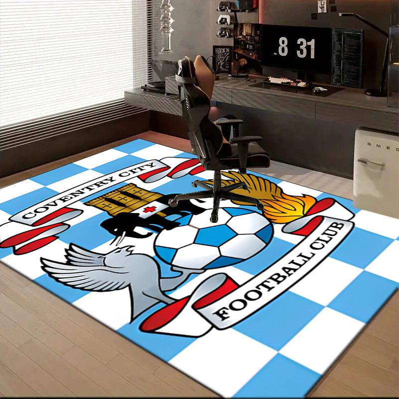 Coven-try Football Club Crest Printed Office Carpet Chair Cushion Entryway Rug, Rugs for Living Room, Bedroom Christmas gifts