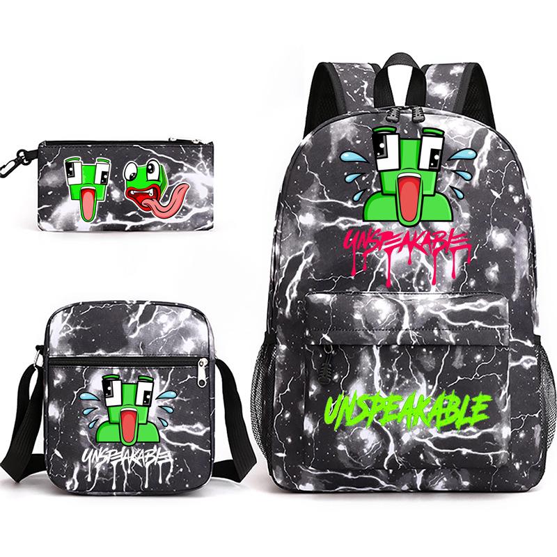 Unspeakable Backpack 3-Piece Set , Large Capacity Student Bookbag with Lunch Bag and Pencil Case, Water-Resistant, Durable