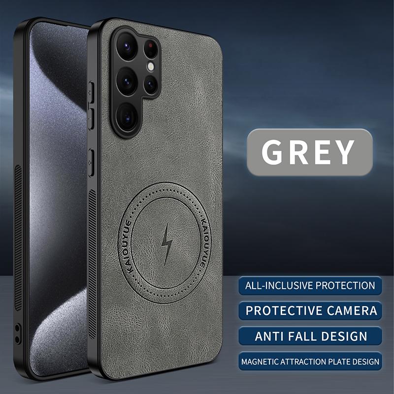 Роскошная деловая овчина для чехла Magsafe для Samsung Galaxy S26 Ultra S26 Pro S25 Edge Plus S24 FE S23 S22 S21 Беспроводная зарядка Защитная крышка для камеры