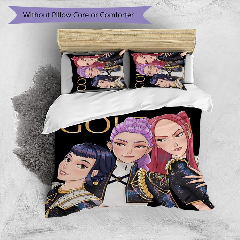 KPOP Hunter 3pcs Bedding Set Duvet Cover Closure Includes 1 Duvet Cover & 2 Pillowcases for All Seasons Bedroom Home Dorm Decor
