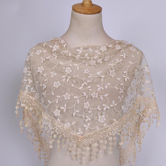 Stylish Flower Pattern Decorative Solid Color Summer Women Lace Elegant Shawl Daily Wear Scarf