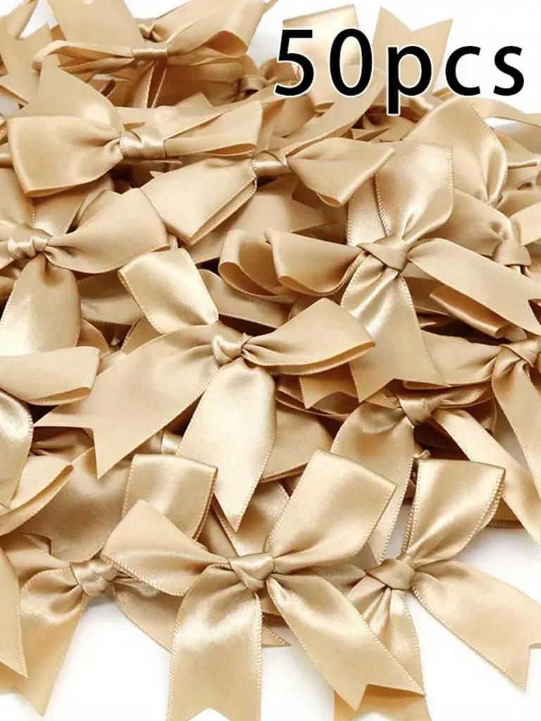50 шт., ленточный бант, ремесленный бант, розовый, белый, цветочный, подарочная завязка, свадебное украшение, бант, бант своими руками, украшение для вечеринки по случаю рождения, украшение для выпечки