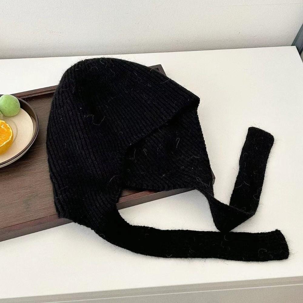 Minimalist Tie Strap Beanie Windproof Warm Skull Cap Korean Style Bonnet Fashion Girls