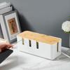 Storage Bin Household Cable Management Box with Wooden Lid Power Cord Case Power Wire Case  Charger