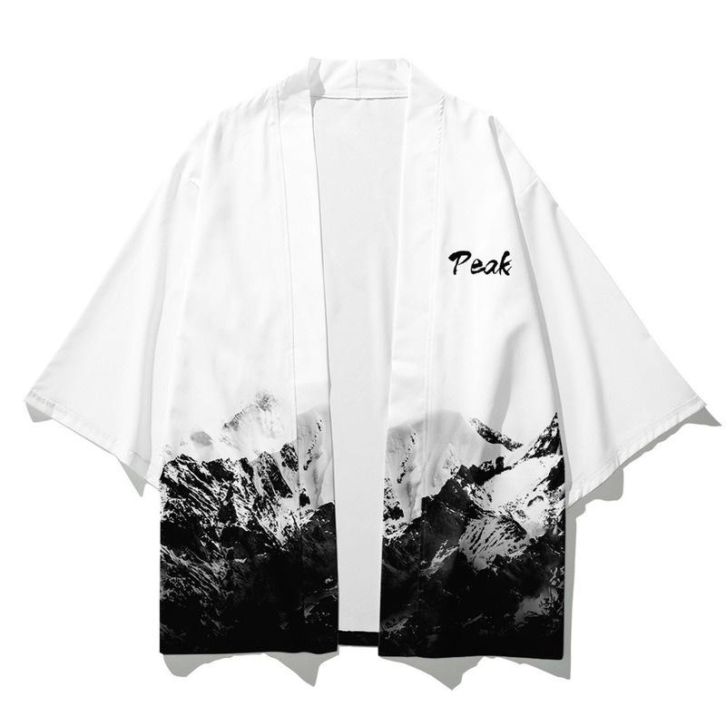 Мужское летнее кимоно в китайском стиле с буквенным принтом, куртка, топ, брюки, верхняя одежда, повседневные свободные белые модные комплекты