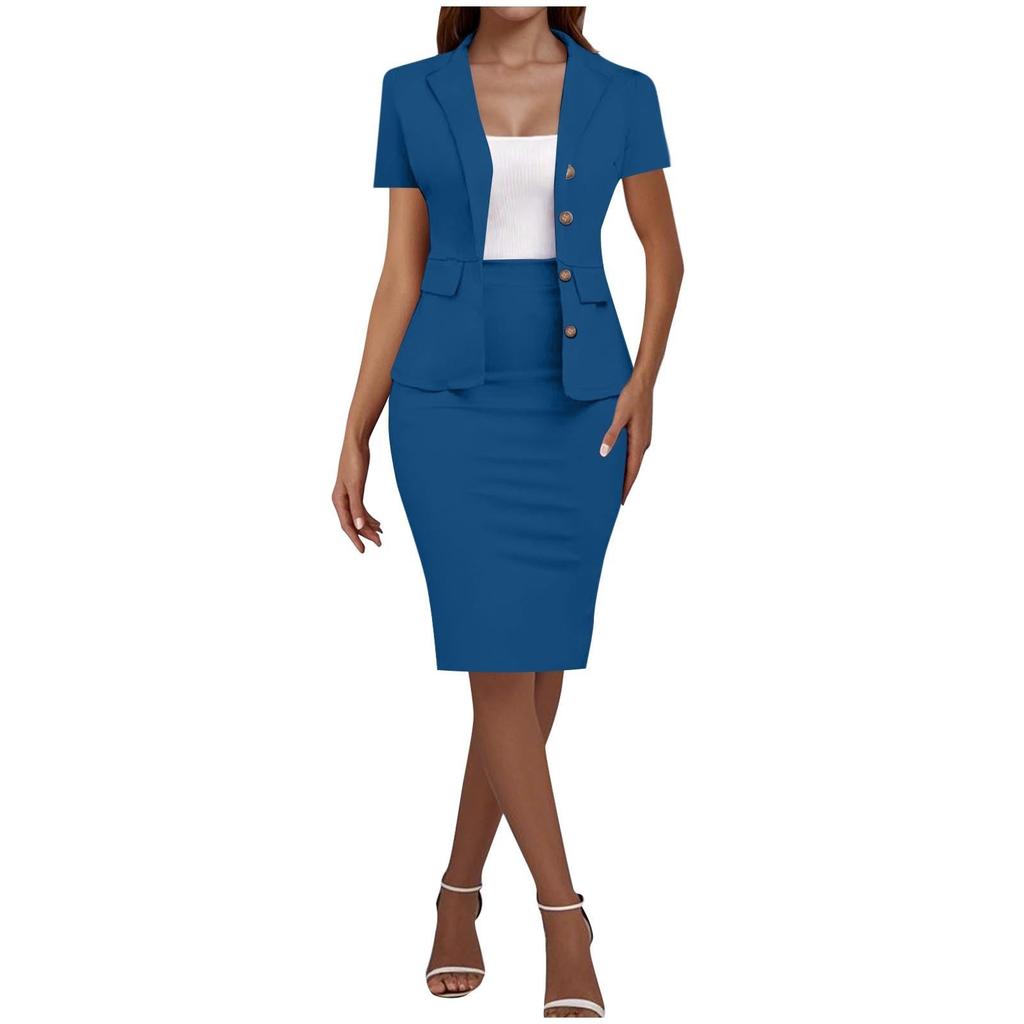 Women's Elegant Casual Outfits For Work Business Costume Pencil Skirt Suit Set