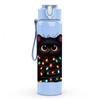 1PC Black Cat Christmas Light Art 750ml Color Plastic Sports Water Bottle Leakproof Flip Straw Lid Suitable for Sports Office Home Use