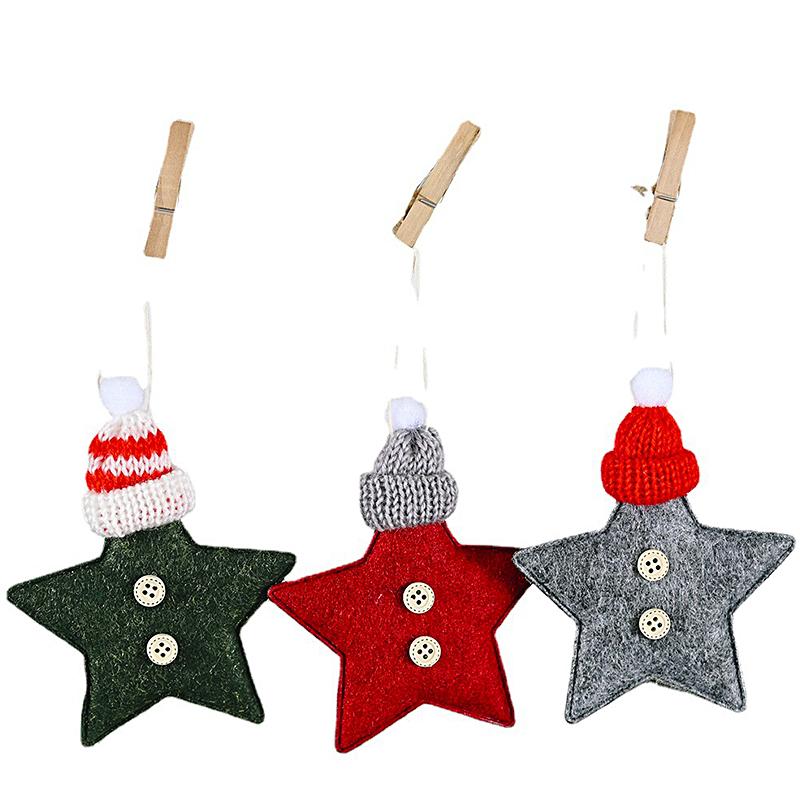 1pc Gifts DIY Xmas Ornaments Tree Red Star Pendant Christmas 2023 Party Home Decor