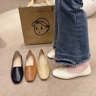 Женские туфли из мягкой кожи, весенние новинки, Doudou, квадратный носок, ретро, универсальные, на плоской подошве, сказочные одинарные туфли
