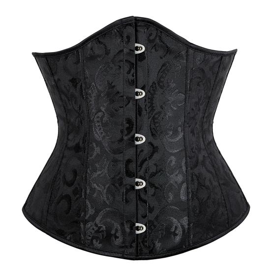 Palace Style Women Underbust Corset Adjustable Back Strap Floral Bustier Jacquard Design Body Shaping Girdle Cosplay Party Streetwear
