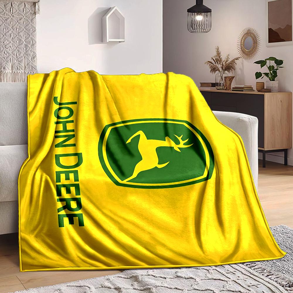 1Pc John Deere Logo Blanket Soft And Comfortable Casual Warm Camping Travel Christmas Halloween Xmas Gift M928882