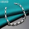 925 Sterling Silver Long Plaid Bracelet Beautiful Jewelry