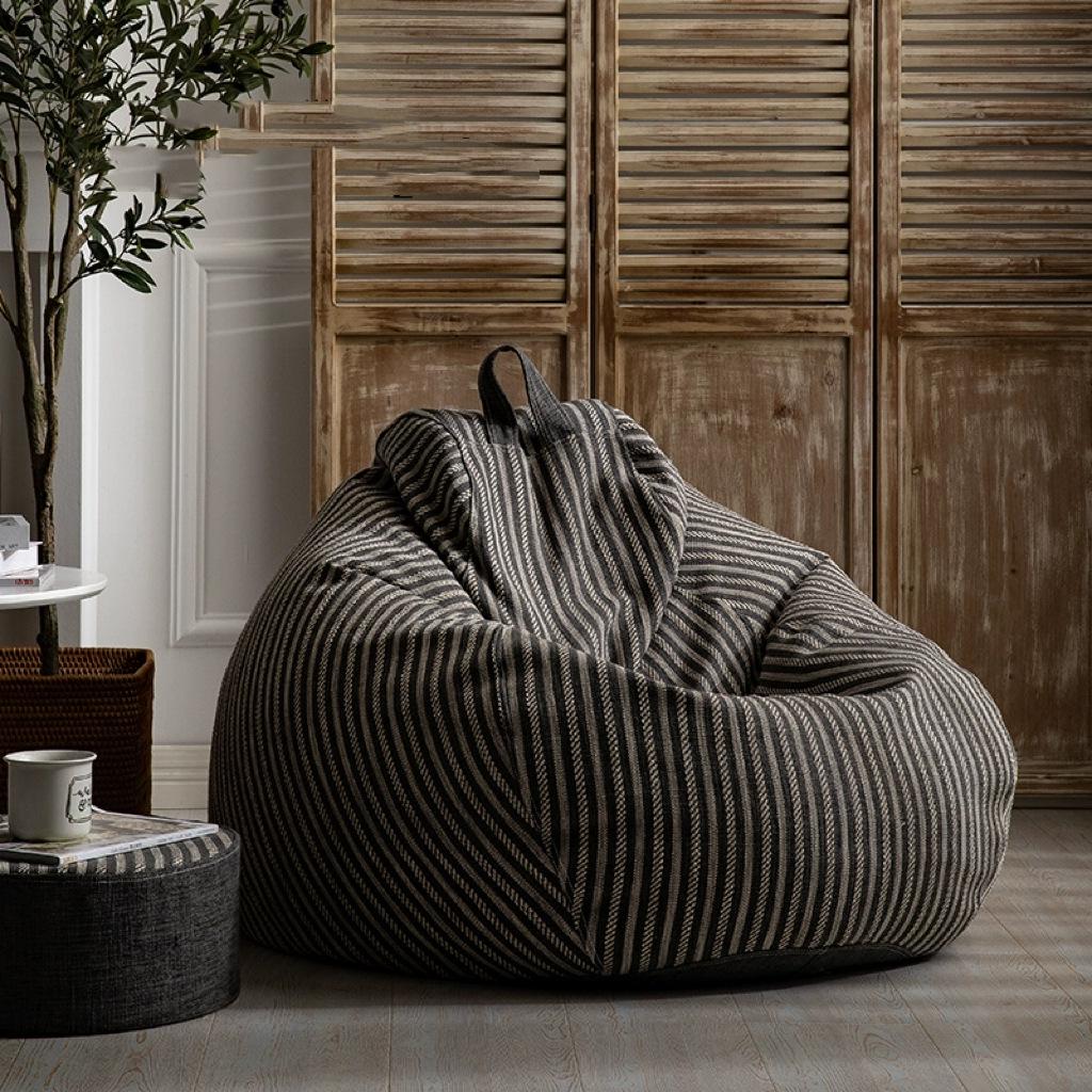 Cotton Linen Striped Washable Bean Bag Sofa for Living Room