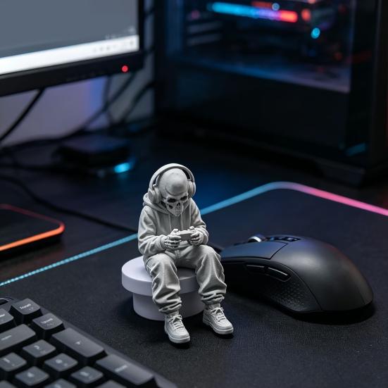 3D-печатная статуэтка сидящего скелета, Хэллоуин, Декор для помещений, Мини-фигурка черепа, Украшение для стола, полки в гостиной