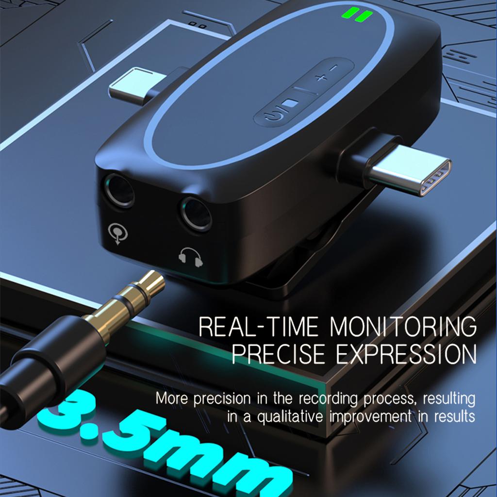 One-Trigger-Two 2.4G Wireless Microphone System Clip-on Microphone for Phone Omnidirectional Mini